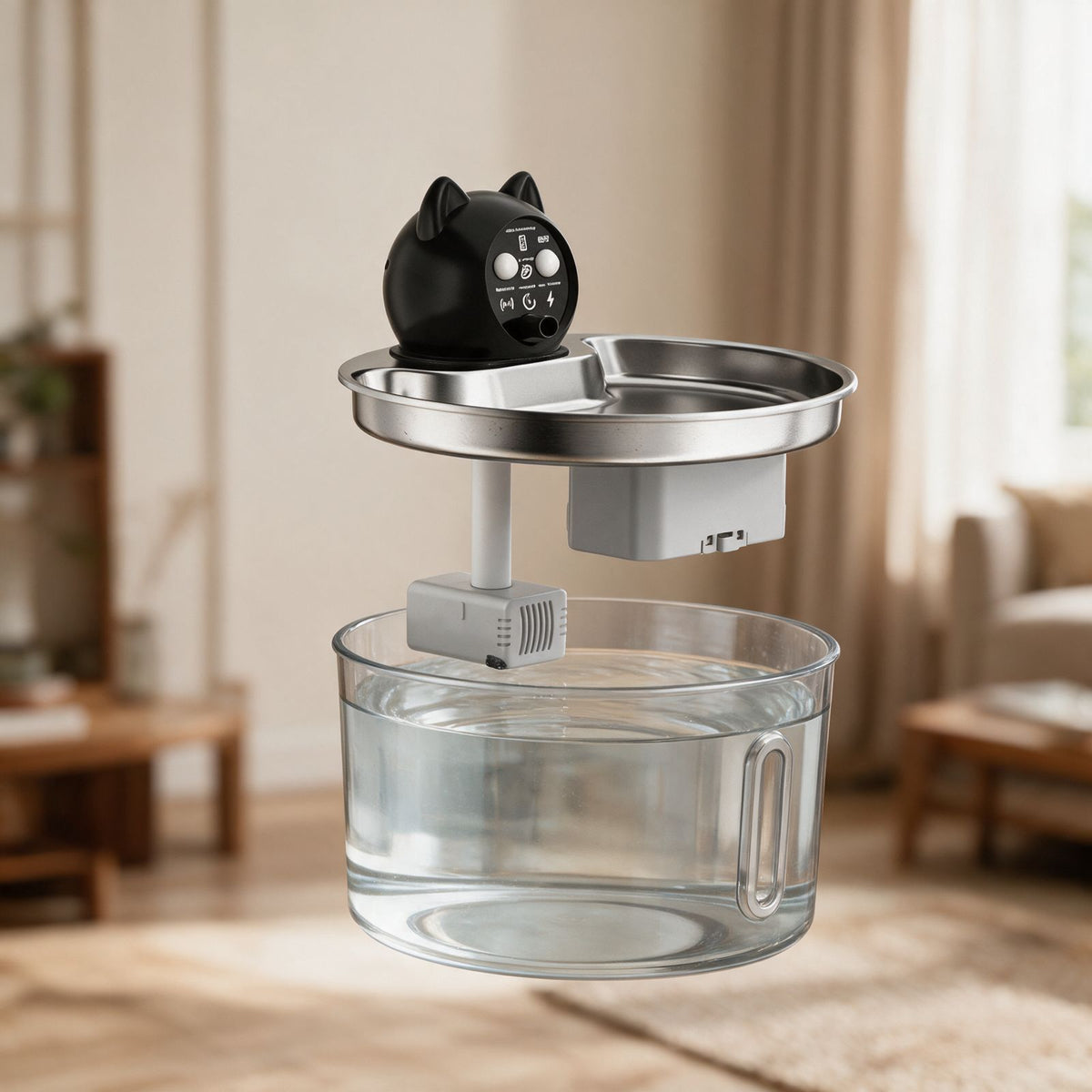 FAUNVIA SilentFlow Q1 — Fontaine à eau pour chat, inox 2,2 L, sans fil