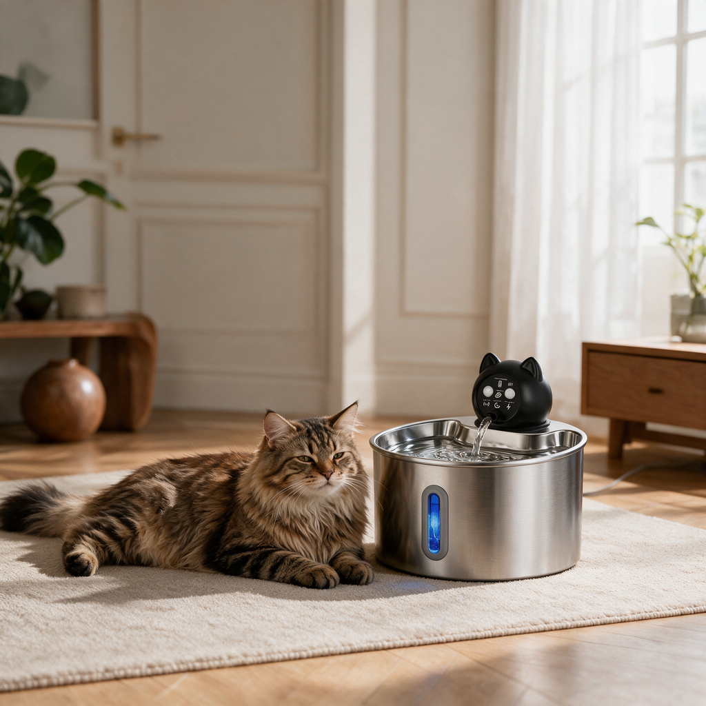 FAUNVIA SilentFlow Q1 — Fontaine à eau pour chat, inox 2,2 L, sans fil
